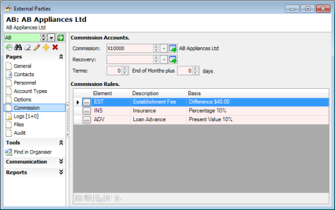 finPOWER Connect Entities, Main Entity, General Sd
