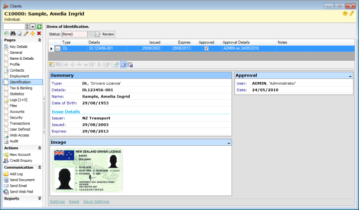 finPOWER Connect Clients, Identification Sdump