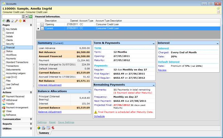 finPOWER Connect Accounts, Financial Sdump