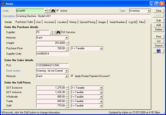 emPOWER Items Purchase/Sales Sdump