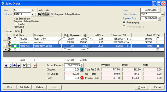 emPOWER AR, Sales Order, Lines Sdump