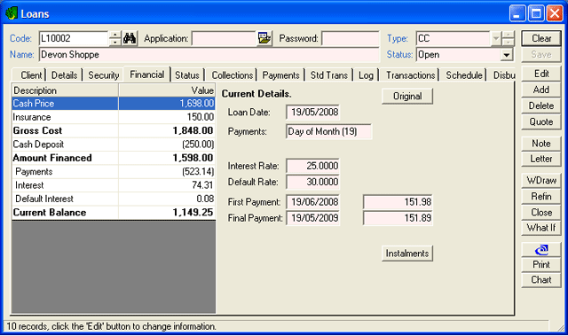 finPOWER Variable Loans, Details Sdump 2