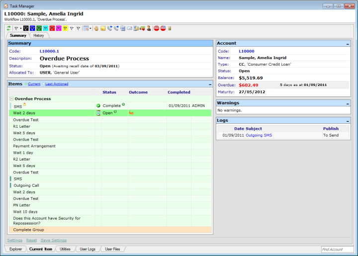 finPOWER Connect Task Manager Workflows Sdump