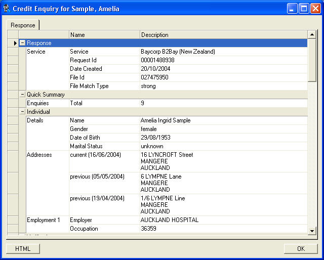 finPOWER Credit Enquiry Sdump